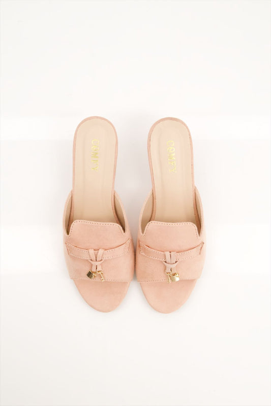 Elegant Synthetic Leather Open Heel Slippers