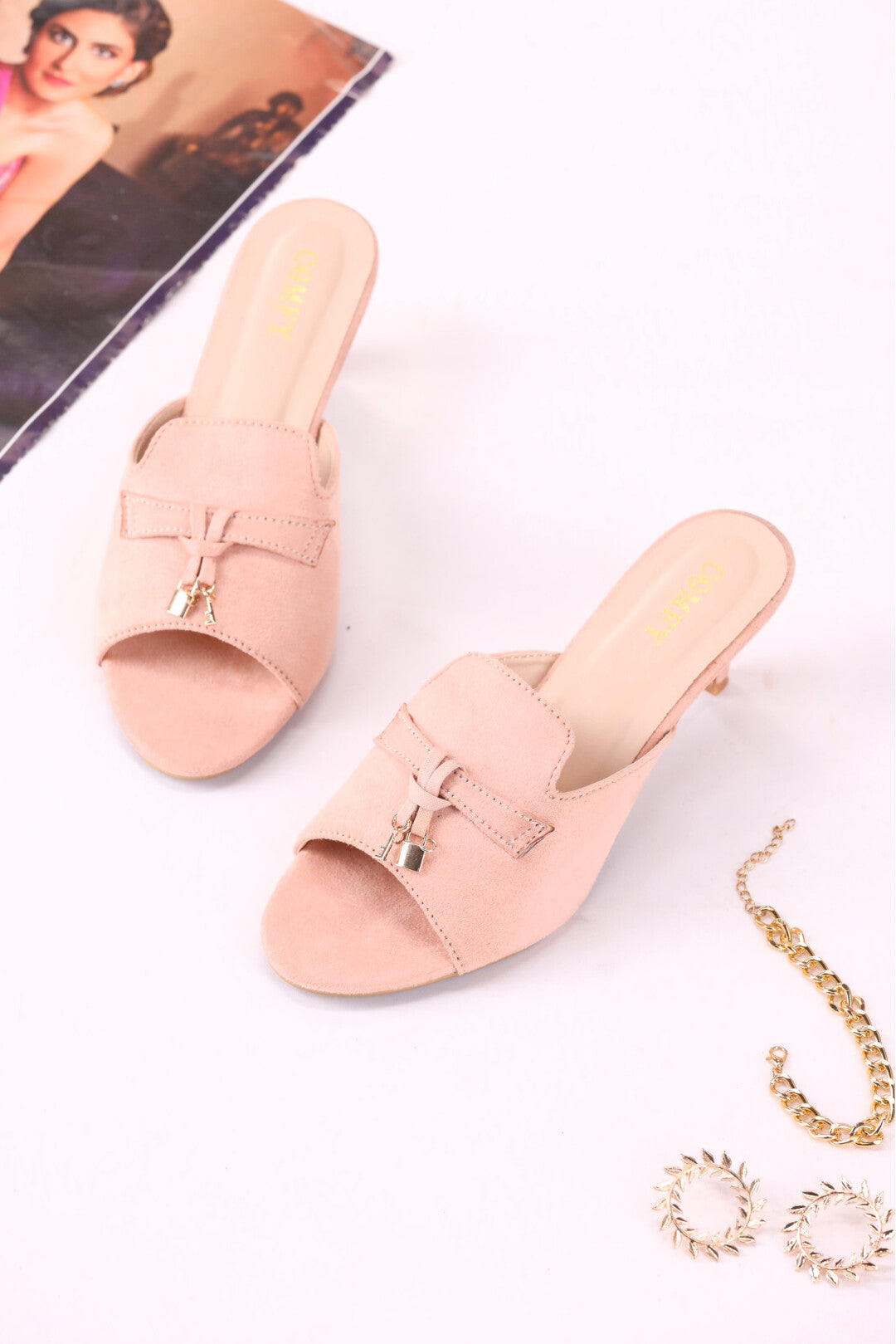 Elegant Synthetic Leather Open Heel Slippers