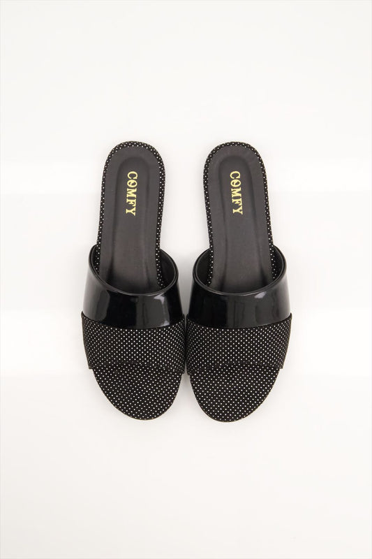 Elegant Synthetic Leather Flat Slippers (112)