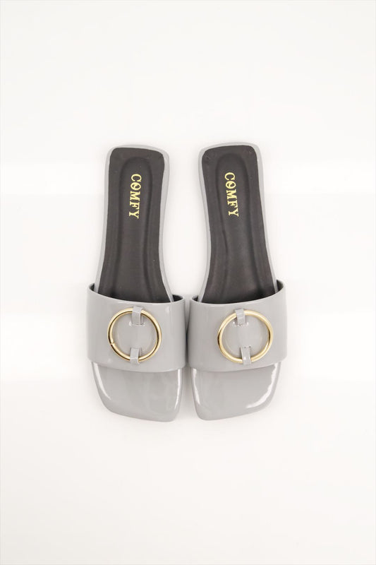 Elegant Synthetic Leather Casual wear Flat Slippers (115)