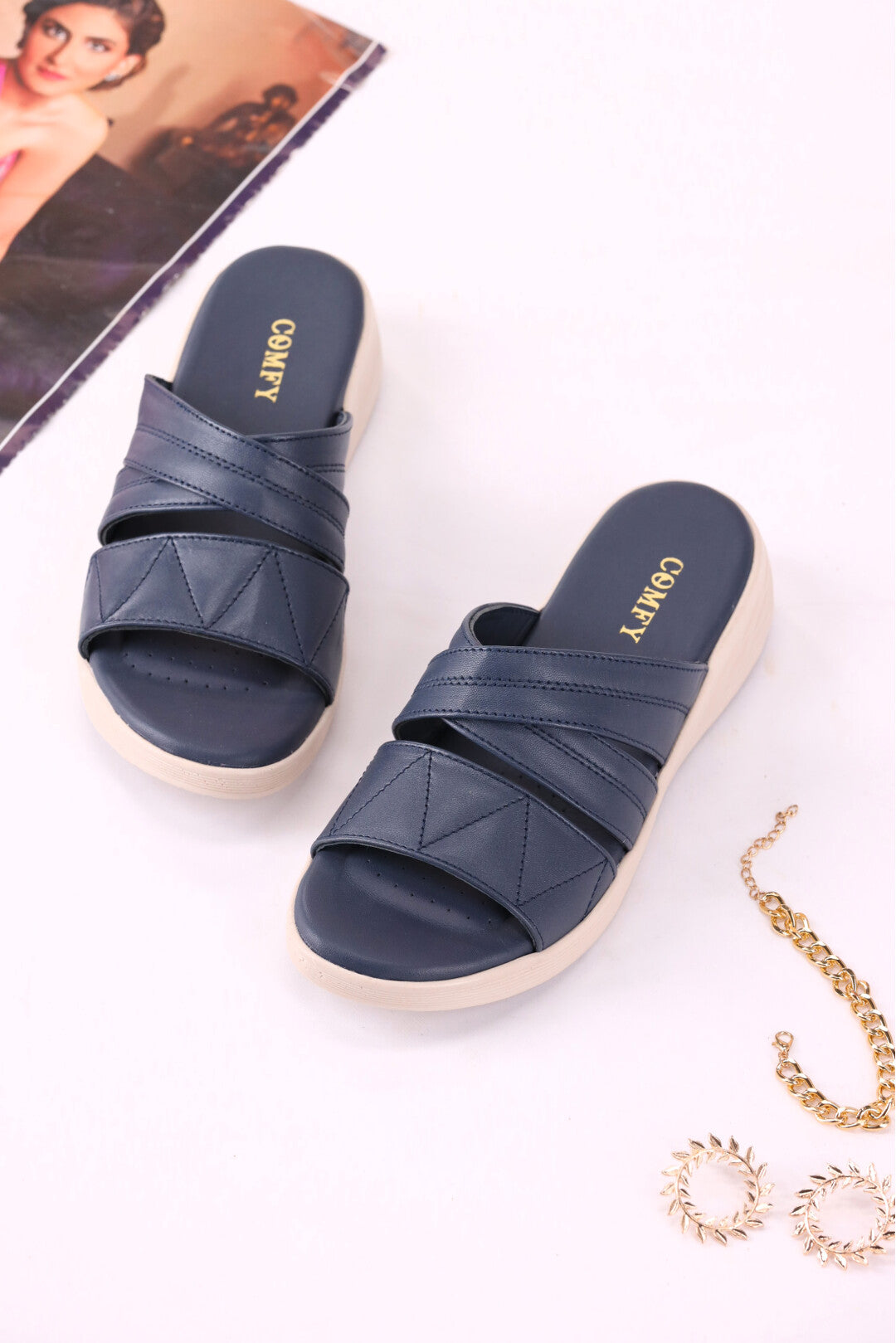 Elegant Medicated PU Sole Casual wear Slippers (120)